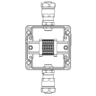 Взрывозащищенная клеммная коробка из алюминия TBE-A-12 - (6xCBC.2) -1x6018ANP22BKM2SB(A) - 1x6018ANP22BKM2SB(C)1Ex e IIC Т5 Gb / Ex tb IIIC T95°C Db IP66