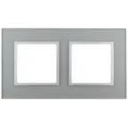 Рамка на 2 поста, стекло, Эра Elegance, алюминий+алюм, 14-5102-03