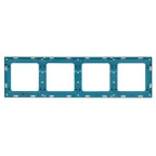 Стокгольм Рамка 4-местная белая с линией цвета синий