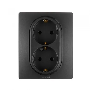 ETIKA Розетка 2X2К+З немецкий стандарт винтовые зажимы 16 А 250 В антрацит