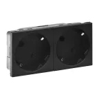 Розетка 2x2К+3 под углом 45° Mosaic немецкий стандарт - 4 модуля - матовая черная