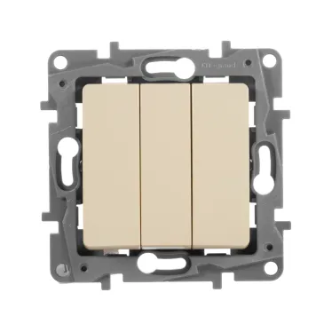 Etika Слоновая кость Выключатель 3-клавишный, 10А, автозажимные клеммы | 672313 | Legrand