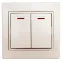 Выключатель Intro Plano 1-105-02 двухклавишный с подсветкой, 10А-250В, IP20, СУ, слоновая кость