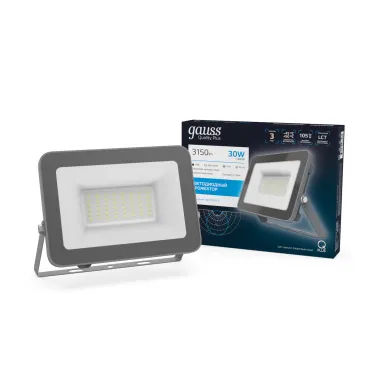 Прожектор светодиодный Qplus 30W 2550lm 6500K 200-240V IP65 графитовый LED 1/10 | 690511330 | Gauss