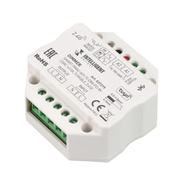 INTELLIGENT ARLIGHT Диммер SMART-TRIAC-601-72-DIM-PD-IN (230V, 1x1.5A, TUYA BLE, 2.4G) (IARL, IP20 Пластик, 5 лет) | 037279 | Arlight