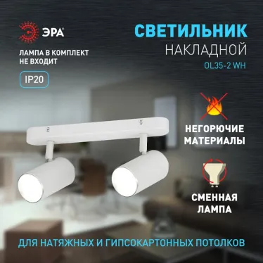 Светильник настенно-потолочный спот OL35-2 WH MR16 GU10 IP20 белый хром