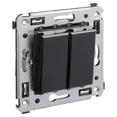 Avanti Переключатель двухклавишный в стену, ''Черный квадрат''