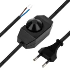 Шнур сетевой с диммером, 2х0,75 мм, 2 м черный