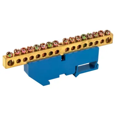 Шина ''N'' нулевая с синим изолятором на DIN-рейку 8x12 мм стойка бол. 16 групп, REXANT