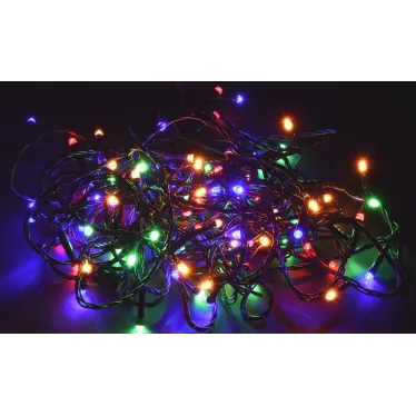 LIGHTING Гирлянда нить 10м 100 светодиодов RGB IP20 зеленый шнур 1,5м 230В контроллер 8 сцен IEK