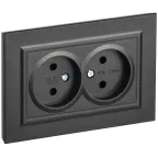 BRITE Розетка 2-местная без заземления без защитных шторок 10А в сборе РС12-2-БрЧ черный IEK