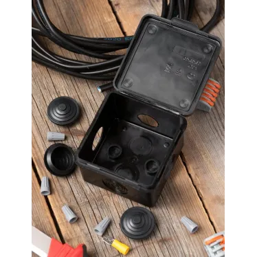 Коробка распаячная КМР-030-036, 4 мембранных ввода (65х65х50) чёрная