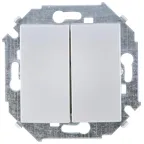 Выключатель двухклавишнный проходной (переключатель), 16А, 250В, винтовой зажим, алюминий