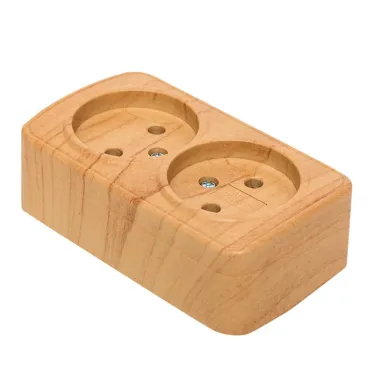 Розетка 2-местная ОП Минск 10А без заземления светлое дерево