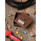 Коробка разветвительная КМР-030-030кг (78х78х26) с клеммником тёмное дерево PROxima