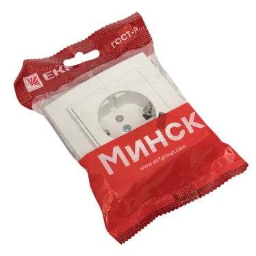 Розетка 1-местная СП с/з Минск 16А белая с защитными шторками с USB