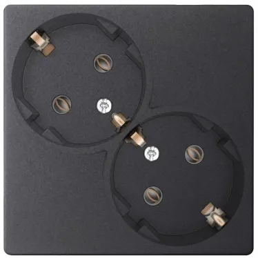 Розетка 2х2К+З Schuko без штор, графит