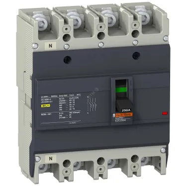 Выключатель автоматический четырехполюсный EZC250 36 KA/415В 3Т 100 A