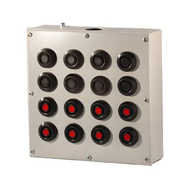 Пост кнопочный ПКУ-15-21.441-54У2 (8хКЕ081/2(1з+1р) черная + 8хКЕ081/2(1з+1р) красная + PG-36)