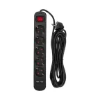 Удлинитель STANDARD 5 гнезд, 5 м, 3х1,0 мм2, с/з, с выключателем, 2 USB, черный