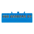Шина 0 N (6х9мм) 12 отверстий латунь синий изолированный корпус на DIN-рейку PROxima