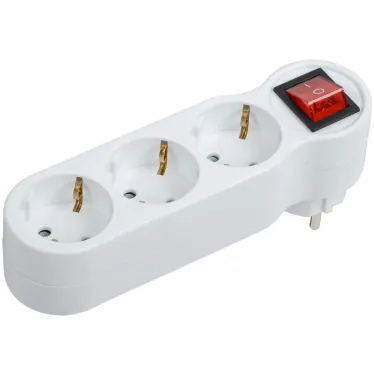 Тройник Т-01/03В 3 места 2P+PE 16А с выкл. белый