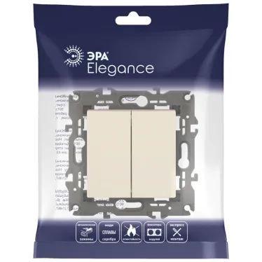Переключатель двойной, 10АХ-250В, Эра Elegance, сл.кость,14-1106-02