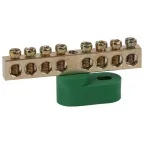 Шина PE земля на одном угловом изоляторе ШНИ-6х9-8-У1-Зелен