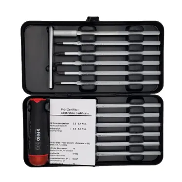 Отвертка c регулировкой крутящего момента Серия Nm 3,0-5,4 с набором насадок 12 шт в кейсе