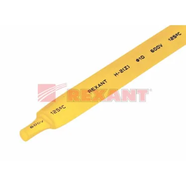 Термоусаживаемая трубка 10,0 5,0 мм, желтая, упаковка 50 шт. по 1 м, REXANT