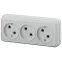 Розетка Intro Quadro 2-205-01 без заземления трехместная 3х2P, 16А-250В, IP20, ОУ, белый