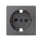Накладка со шторками для розетки с заземлением Schuko 2Р+Е цвета матовый титан S82 Concept