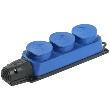 РБ33-1-0м Розетка трехместная ОМЕГА IP44 синяя