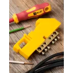 Шина 0 N (6х9мм) 6 отверстий латунь желтый изолятор на DIN-рейку PROxima