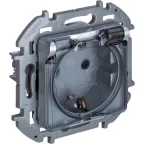 Розетка 2К+З IP 44 с откидной крышкой и шторками немецкий стандарт 16 А 250 В~ INSPIRIA алюминий