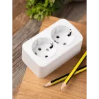 Розетка Минск 2-местная ОП 16А с заземлением белая