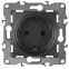 Розетка 2P+E Schuko со шторками, 16A-250В, Эра12, антрацит, 12-2102-05