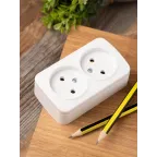 Розетка Минск 2-местная ОП 10А без заземления белая