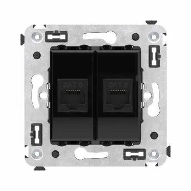 Avanti Компьютерная розетка RJ-45 без шторки в стену, кат.6 двойная Черный квадрат
