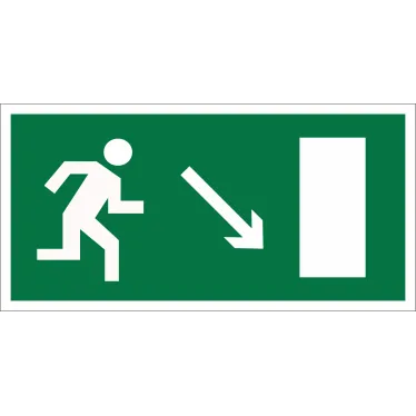 Знак безопасности BL-2915B.E07"Напр. к эвакуационному выходу направо вниз" | a16646 | Белый свет