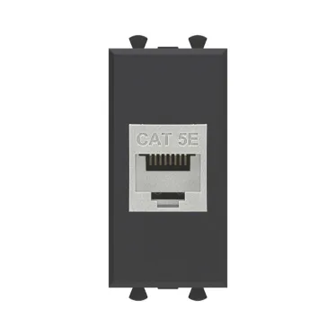Avanti Компьютерная розетка RJ-45 без шторки модульная, кат.5е экранированная, Черный матовый, 1 модуль