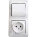 Блок: розетка + выключатель одноклавишный белый