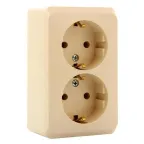 ЭТЮД Розетка двойная наружная с заземлением без шторок бежевая