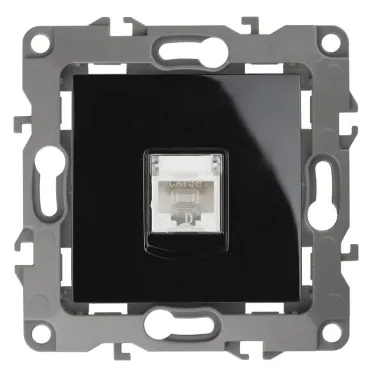Розетка информационная RJ45, Эра12, чёрный, 12-3107-06