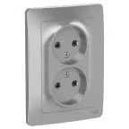 BLANCA скрытой установки розетка двойная без заземления без шторок, 16А, 250В, алюминий