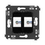 Avanti Компьютерная розетка RJ-45 без шторки в стену, кат.6 двойная Черный квадрат
