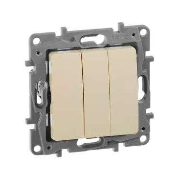 Etika Слоновая кость Выключатель 3-клавишный, 10А, автозажимные клеммы | 672313 | Legrand