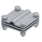 Соединитель крестовой 65х65 для параллельного, крестового и Т-образного соединения прутка диаметром 6-10 мм/полосы до 40 мм. С разделительной пластиной. Монтаж с помощью 4 винтов с шестигранной головкой M8X25 и 4 шестигранных гаек M8. Материал -