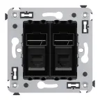 Avanti Розетка телефонная в стену двойная, ''Черный квадрат''