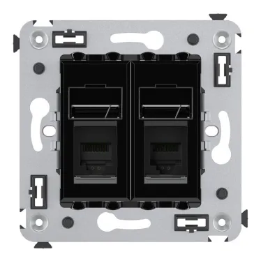 Avanti Розетка телефонная в стену двойная, ''Черный квадрат''